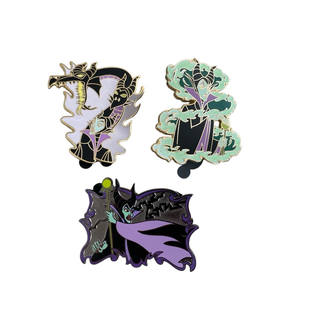 Disney Pins Set of 3 Maleficent Ring of Flames Lightning Dragon LE 1000